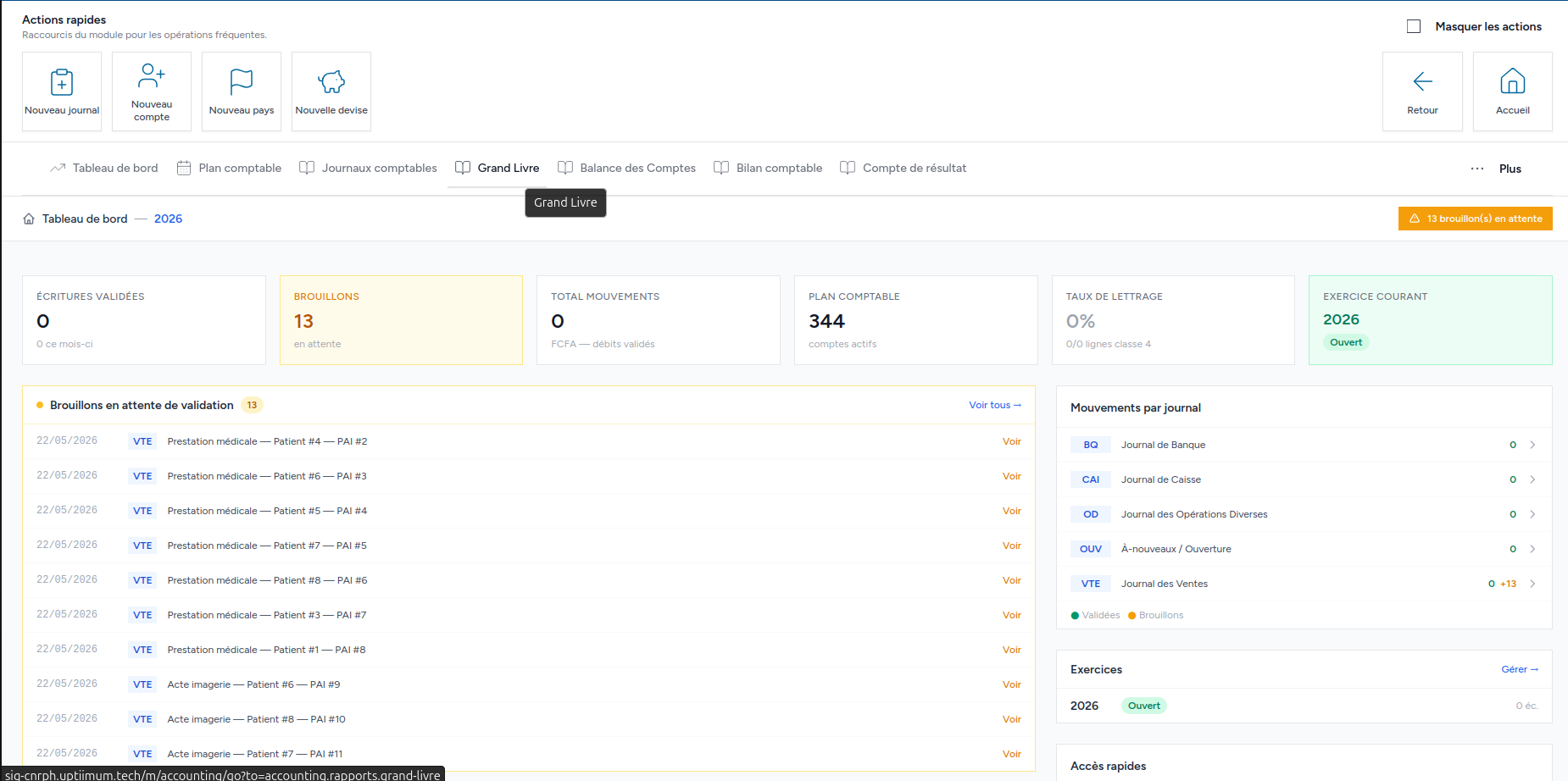 Comptabilité Uptiimum ERP