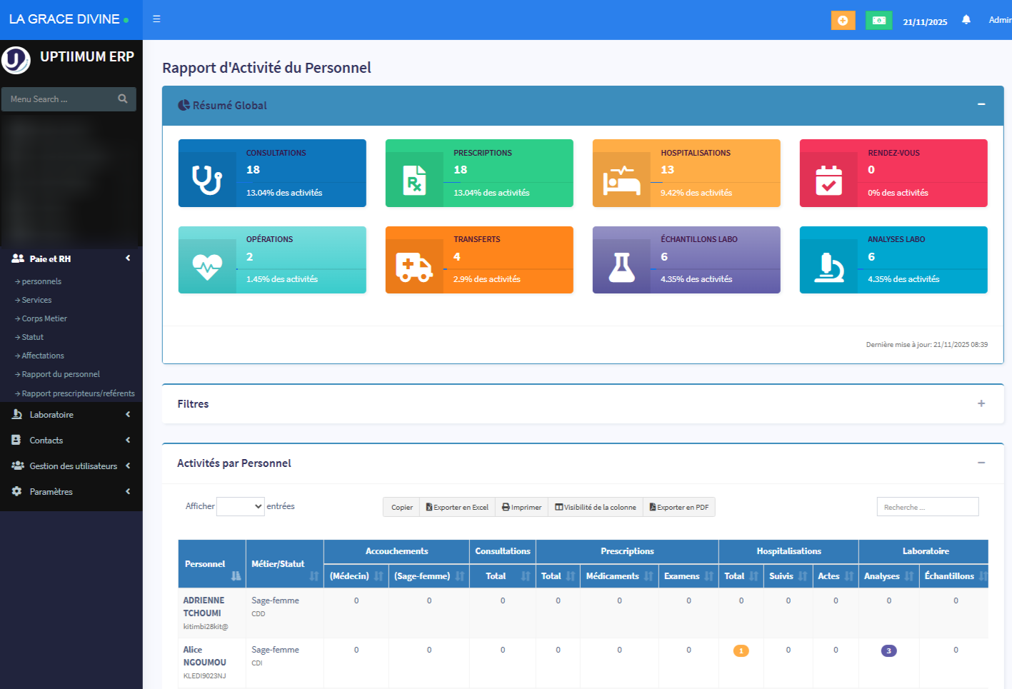 Gestion du personnel Uptiimum ERP